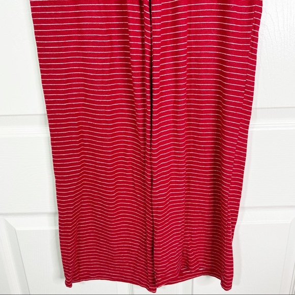 Hello Nite! Revolve Wide Leg Plush Lounge PJ Pants in Red wWhite Pinstripes S - Picture 5 of 7